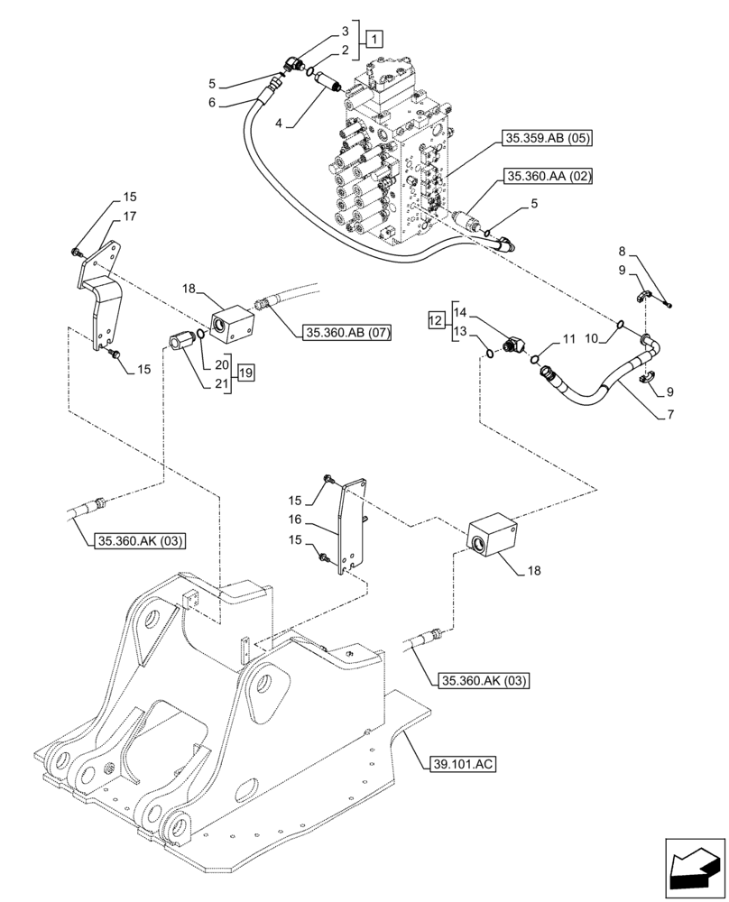 Схема запчастей Case CX300D LC - (35.360.AB[06]) - VAR - 461871 - SHEARS, LINE, AUXILIARY CIRCUIT, W/ ELECTRICAL PROPORTIONAL CONTROL (35) - HYDRAULIC SYSTEMS