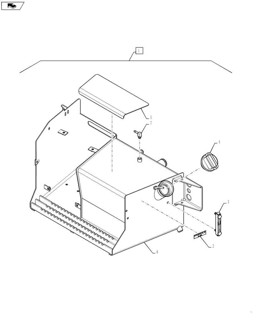 Схема запчастей Case 586H - (35.300.AQ[02]) - HYDRAULIC RESERVOIR AND BATTERY BOX (35) - HYDRAULIC SYSTEMS