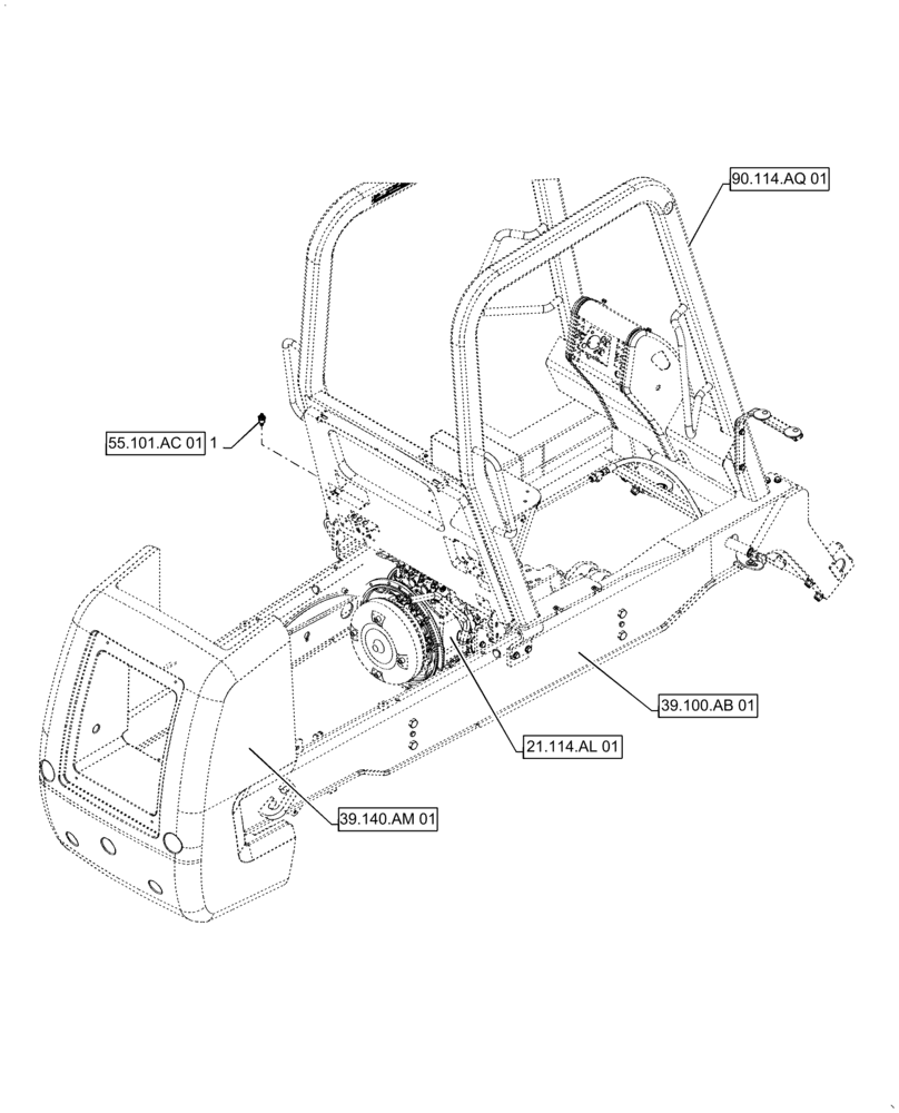 Схема запчастей Case 588H - (55.022.AB[01]) - TRANSMISSION, TEMPERATURE SENDER (55) - ELECTRICAL SYSTEMS