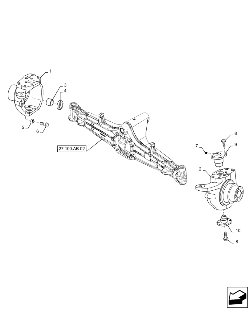 Схема запчастей Case 588H - (27.124.AG[01]) - STEERING KNUCKLE, 4WD (27) - REAR AXLE SYSTEM