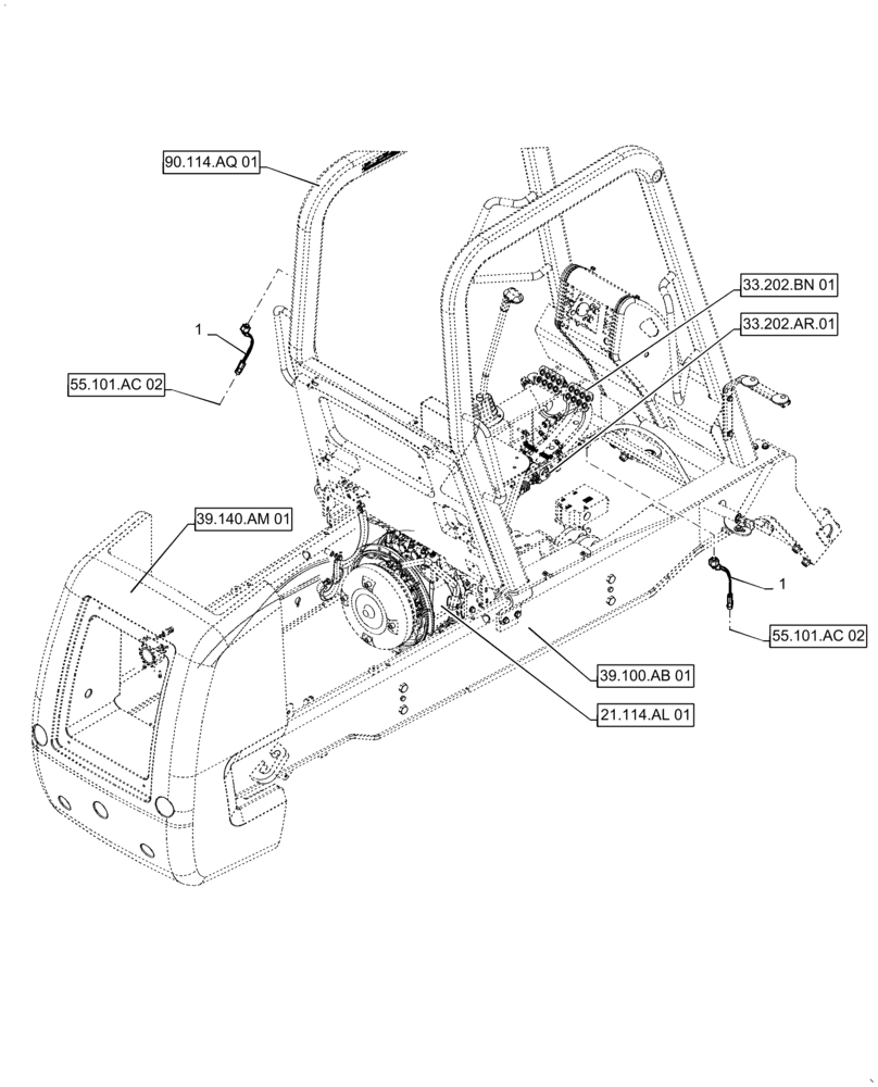 Схема запчастей Case 588H - (55.408.CB[01]) - BRAKE, PRESSURE SWITCH (55) - ELECTRICAL SYSTEMS