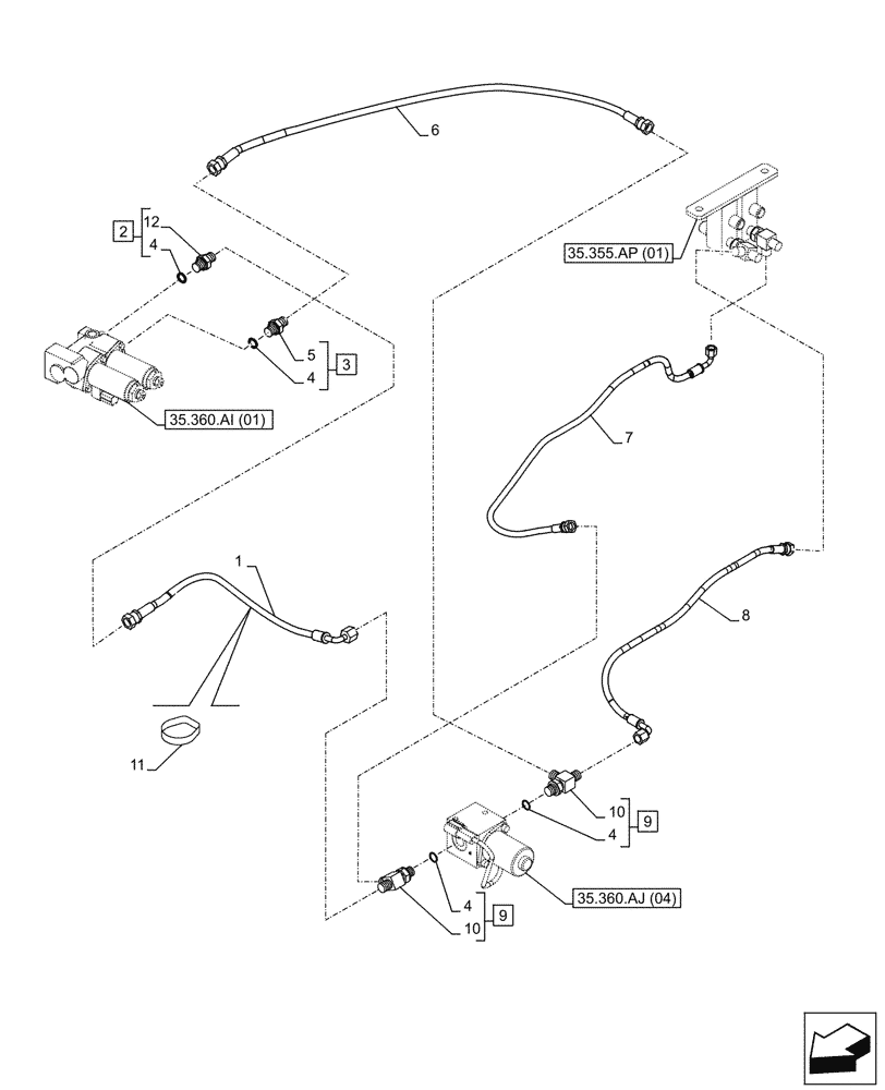 Схема запчастей Case CX300D LC - (35.360.AJ[03]) - VAR - 461869 - HAMMER CIRCUIT, SHEARS, SOLENOID VALVE, LINE, HIGH FLOW, W/ ELECTRICAL PROPORTIONAL CONTROL (35) - HYDRAULIC SYSTEMS