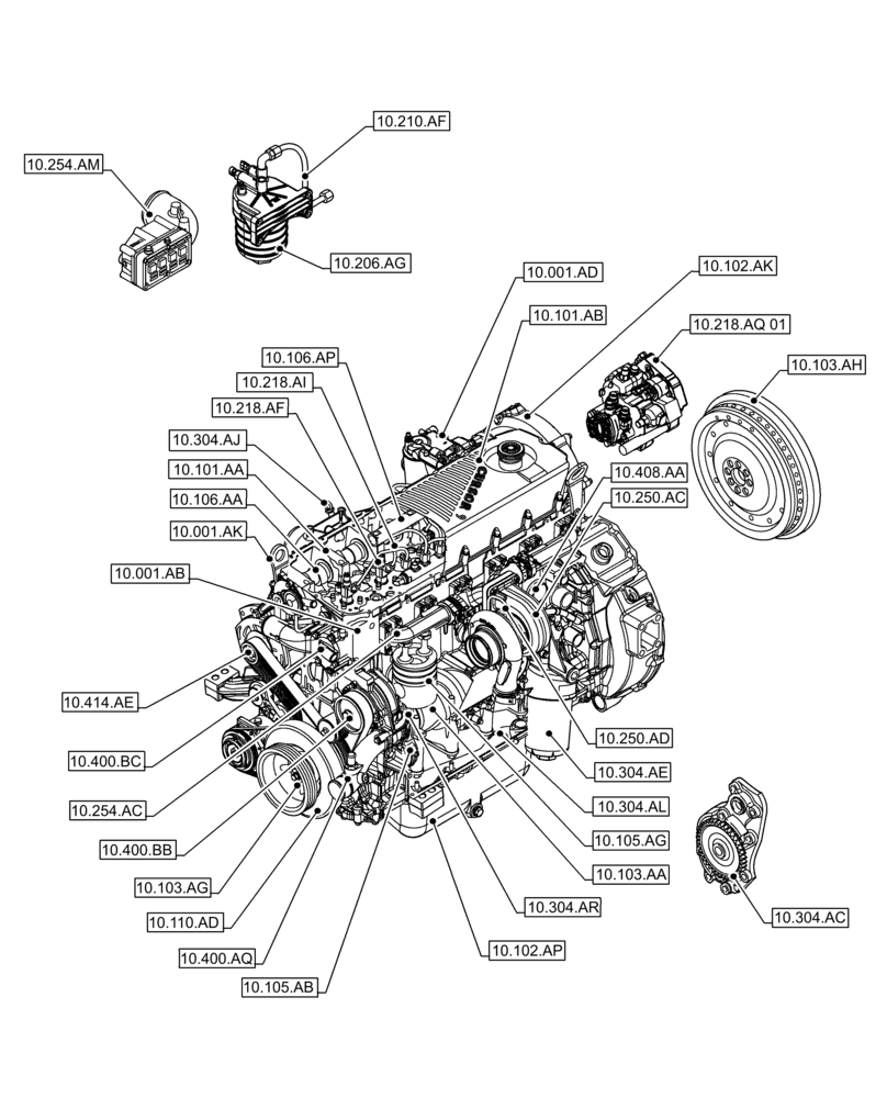 Схема запчастей Case F2CFE614B B006 - (00.000.10) - PICTORIAL INDEX, ENGINE (00) - GENERAL & PICTORIAL INDEX