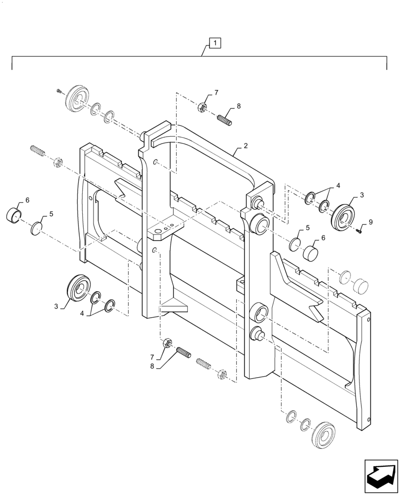 Схема запчастей Case 588H - (89.100.AA[28]) - MAST CARRIAGE ASSY, HOOK, 60 IN, WITH FPS, 15 FT (89) - TOOLS