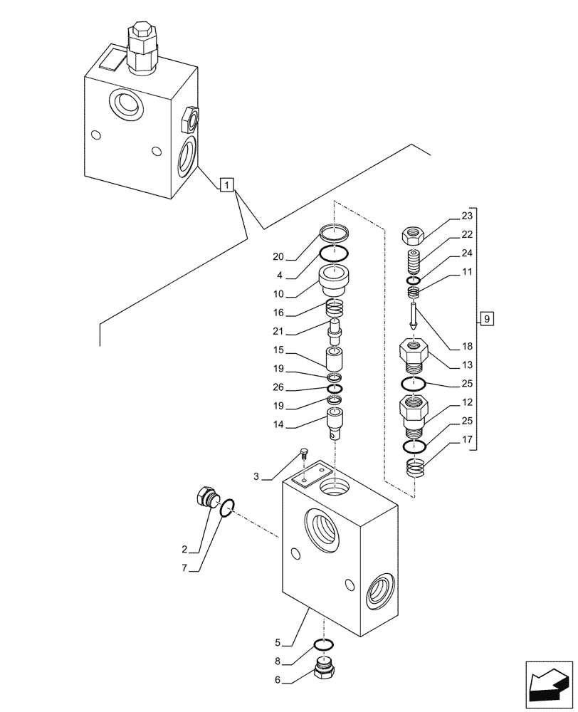 Схема запчастей Case CX300D LC - (35.360.AE[01]) - VAR - 461561, 461563, 461865 - HAMMER, RELIEF VALVE (35) - HYDRAULIC SYSTEMS