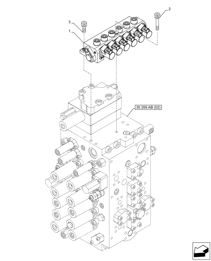 Схема запчастей Case CX300D LC - (35.357.AJ[02]) - VAR - 461558 - MAIN, SOLENOID VALVE, CONTROL PATTERN SELECTION (35) - HYDRAULIC SYSTEMS