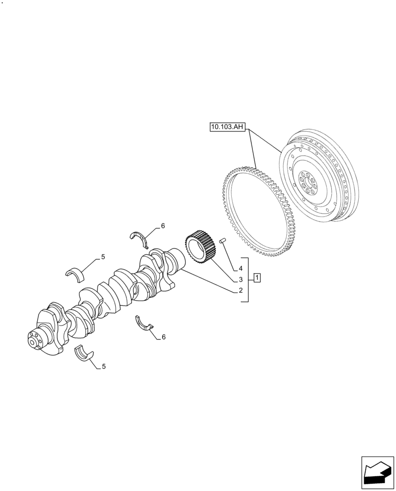 Схема запчастей Case F2CFE614B B006 - (10.103.AA) - CRANKSHAFT (10) - ENGINE