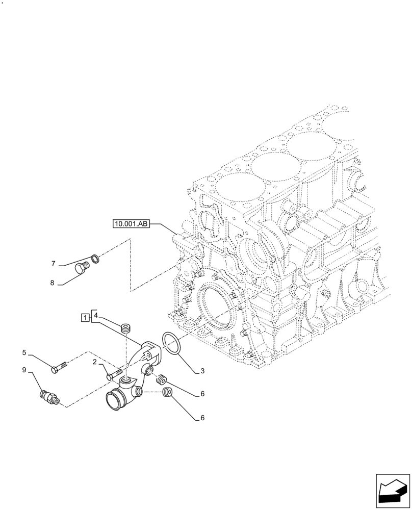 Схема запчастей Case F2CFE614B B006 - (10.400.AQ) - RADIATOR WATER PUMP HOSES (10) - ENGINE