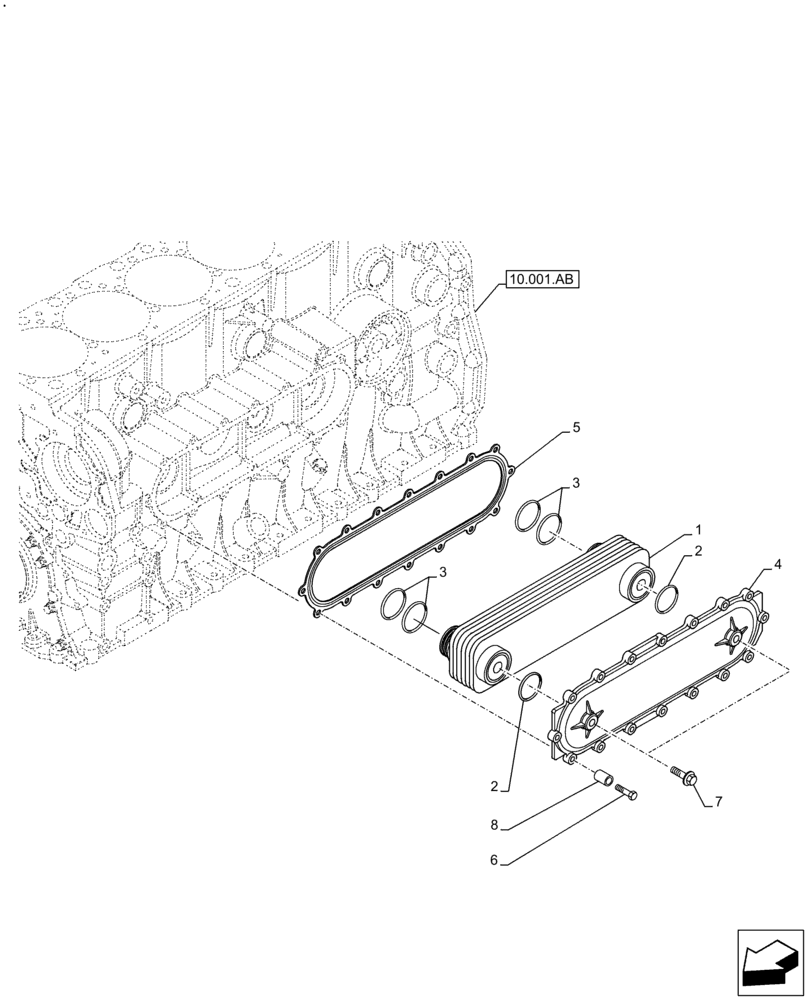 Схема запчастей Case F2CFE614E B006 - (10.408.AC) - ENGINE, HEAT EXCHANGER (10) - ENGINE