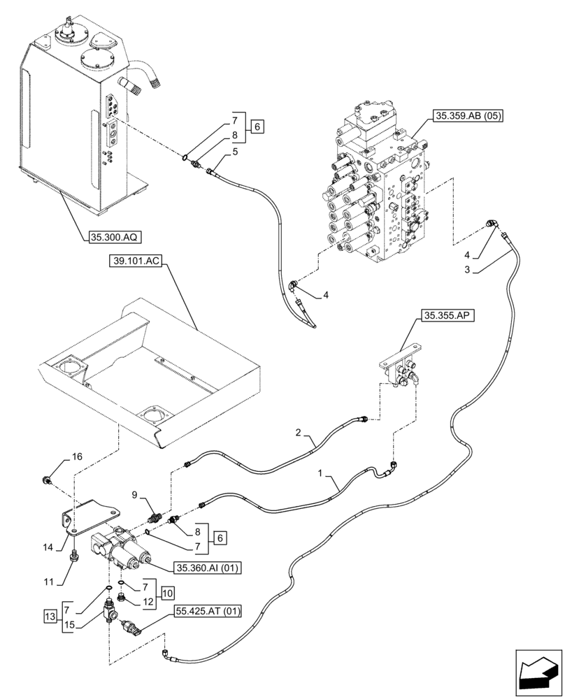 Схема запчастей Case CX300D LC - (35.360.AJ[01]) - VAR - 461865 - HAMMER CIRCUIT, SOLENOID VALVE, LINE, W/ ELECTRICAL PROPORTIONAL CONTROL (35) - HYDRAULIC SYSTEMS