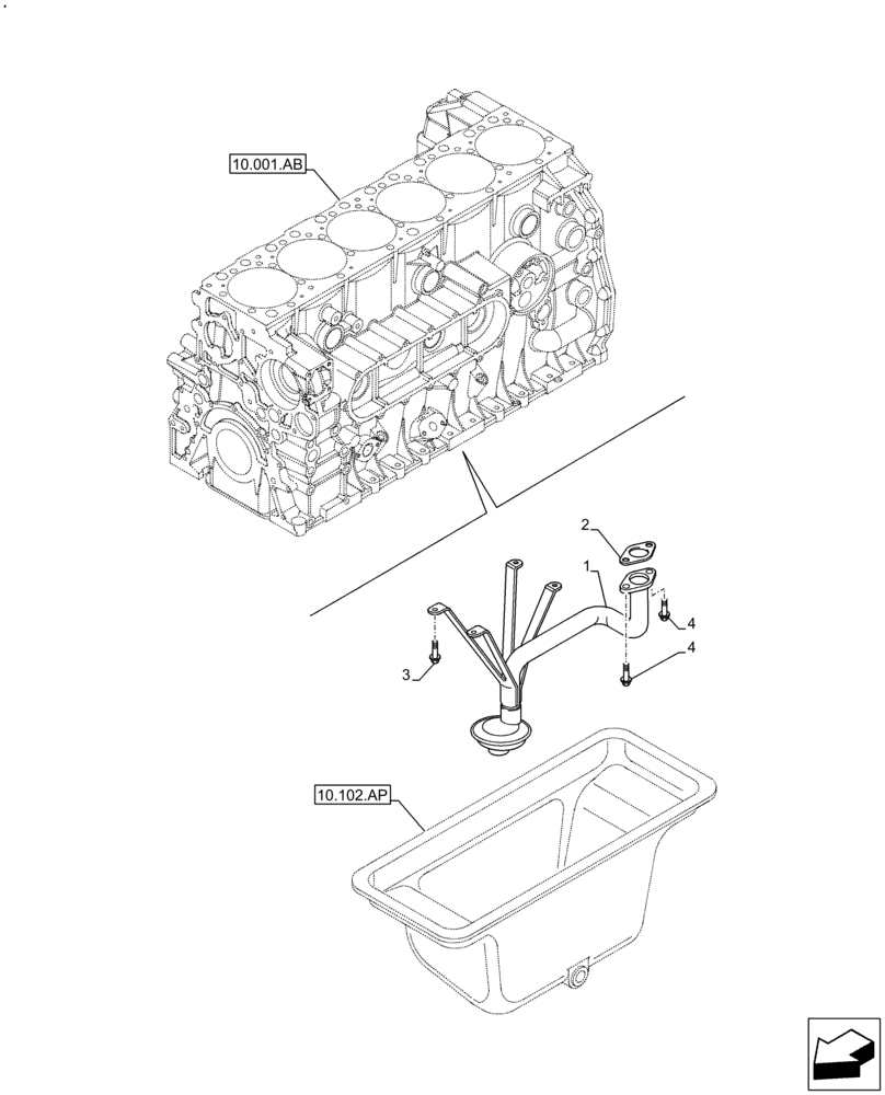 Схема запчастей Case F2CFE614E B006 - (10.304.AL) - OIL PUMP LINES (10) - ENGINE