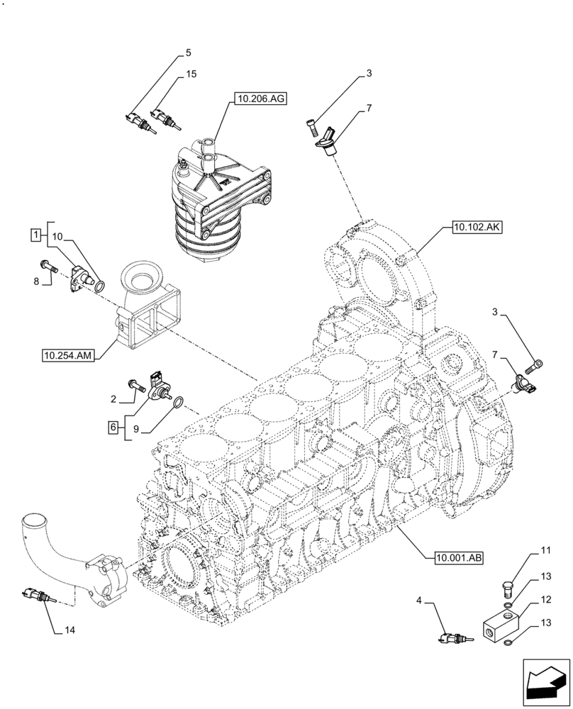 Схема запчастей Case F2CFE614E B006 - (55.015.AC) - ENGINE, SENSOR (55) - ELECTRICAL SYSTEMS