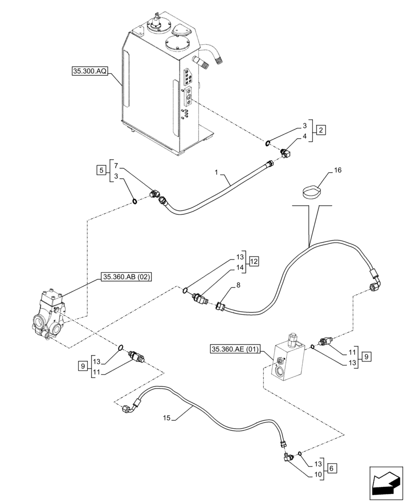 Схема запчастей Case CX300D LC - (35.360.AB[04]) - VAR - 461869 - HAMMER CIRCUIT, SHEARS, HIGH FLOW, W/ ELECTRICAL PROPORTIONAL CONTROL (35) - HYDRAULIC SYSTEMS