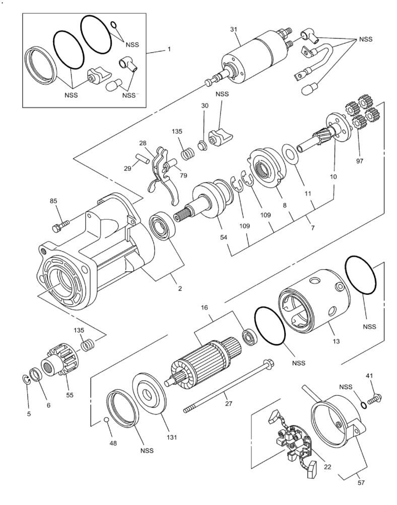 Схема запчастей Case CX210C NLC - (55.201.02) - STARTER MOTOR (55) - ELECTRICAL SYSTEMS