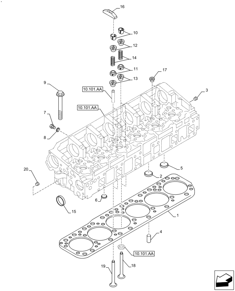 Схема запчастей Case F2CFE614B B006 - (10.101.AM) - VALVE (10) - ENGINE