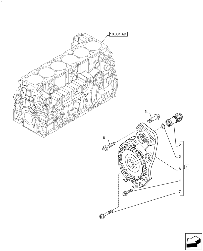 Схема запчастей Case F2CFE614B B006 - (10.304.AC) - ENGINE OIL PUMP (10) - ENGINE