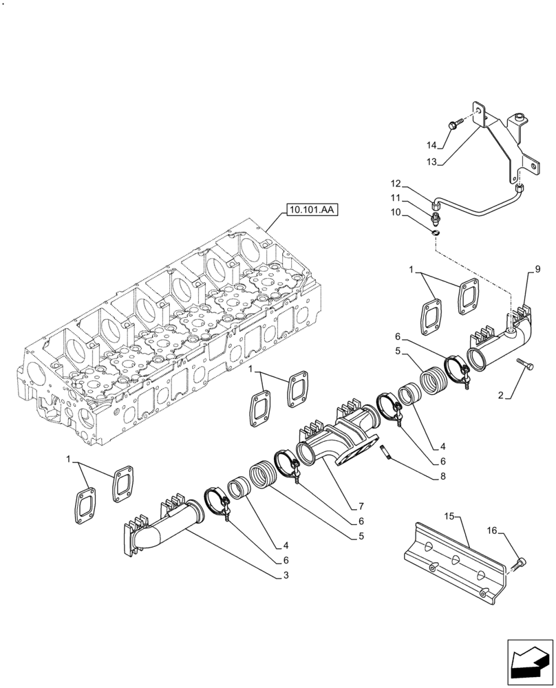 Схема запчастей Case F2CFE614E B006 - (10.254.AC) - EXHAUST MANIFOLD (10) - ENGINE