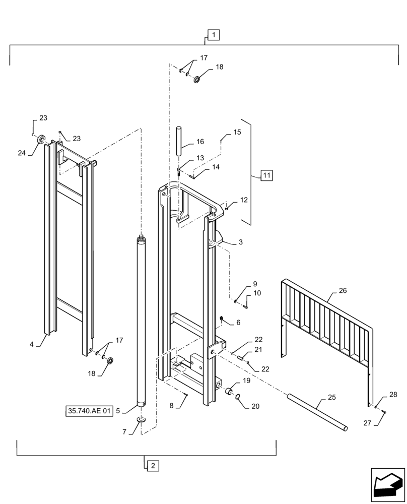 Схема запчастей Case 586H - (89.100.AA[27]) - VAR - 423036, 745101 - MAST ASSEMBLY, 6000 LB, 15 FT, 2-STAGE, 60 IN, HOOK WITH FPS (89) - TOOLS