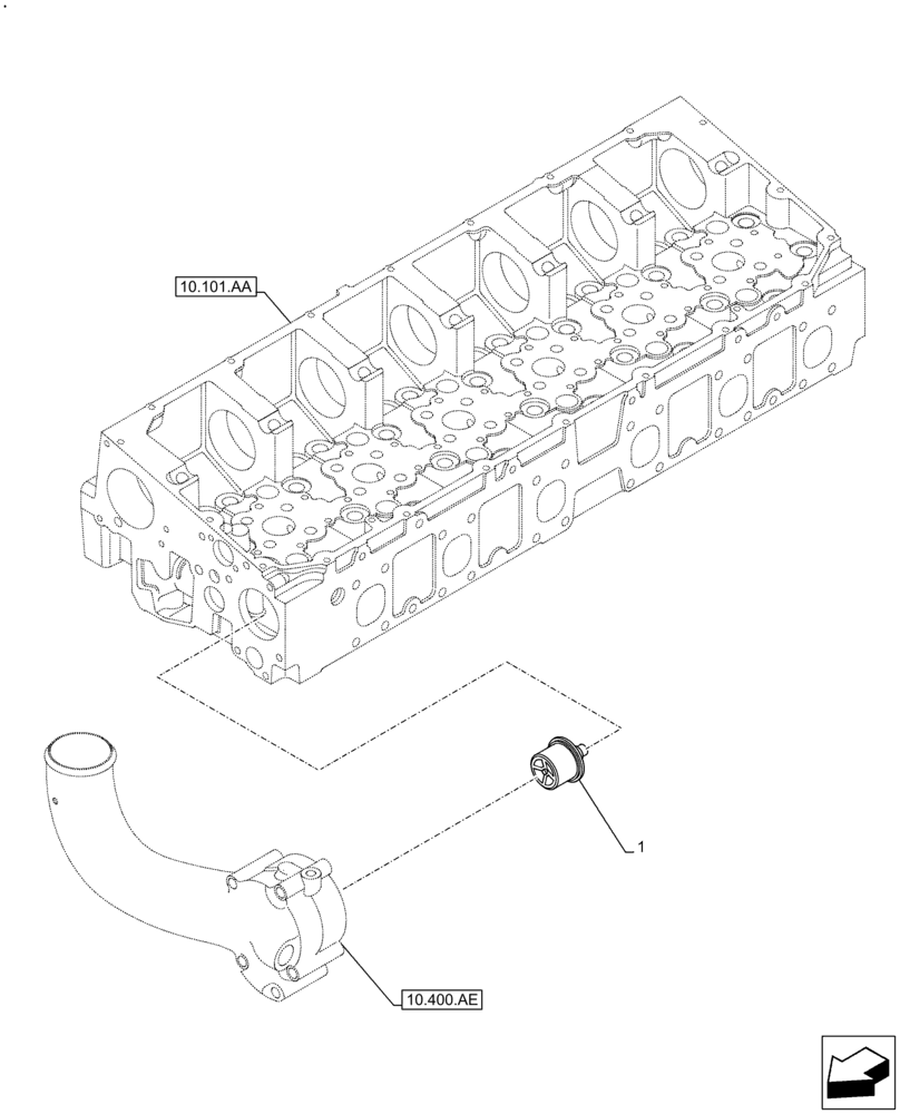 Схема запчастей Case F2CFE614B B006 - (10.400.BC) - COOLANT THERMOSTAT (10) - ENGINE