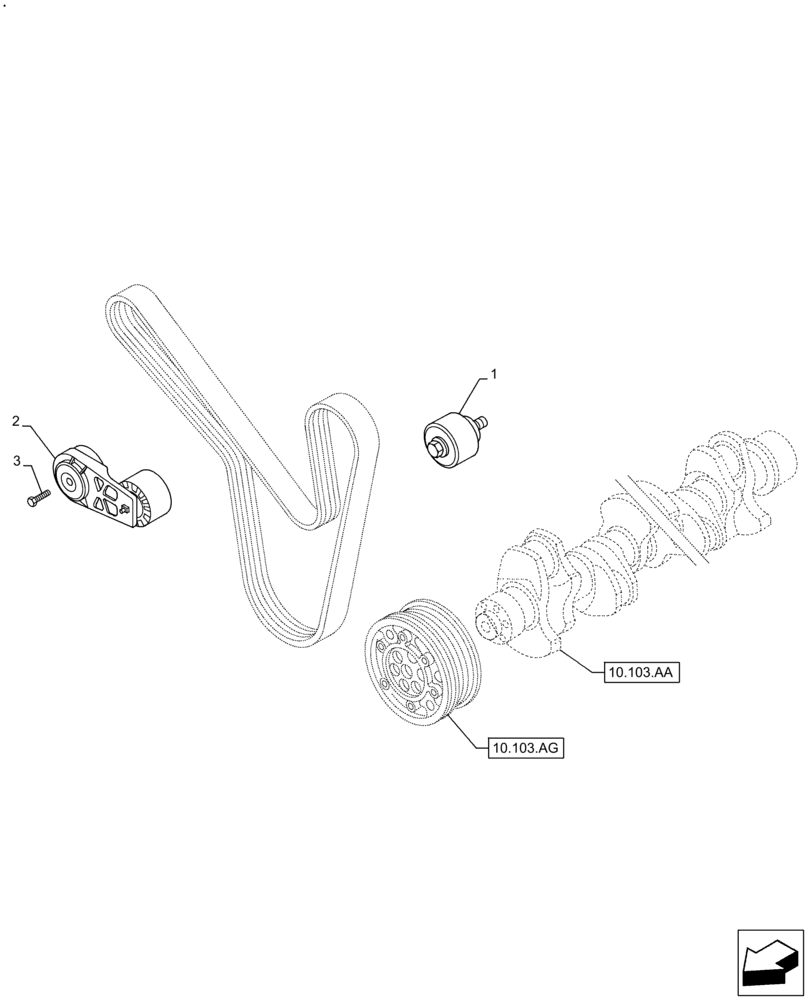 Схема запчастей Case F2CFE614E B006 - (10.414.AE) - BELT TENSIONER (10) - ENGINE