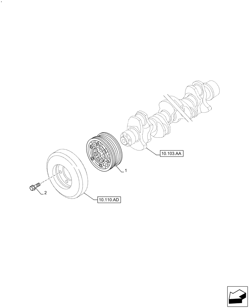 Схема запчастей Case F2CFE614E B006 - (10.103.AG) - CRANKSHAFT PULLEY (10) - ENGINE