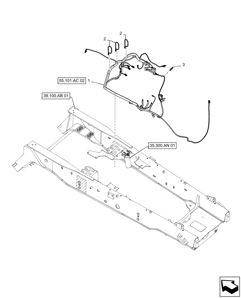 Схема запчастей Case 586H - (55.101.AC[01]) - CHASSIS HARNESS INSTALLATION (55) - ELECTRICAL SYSTEMS