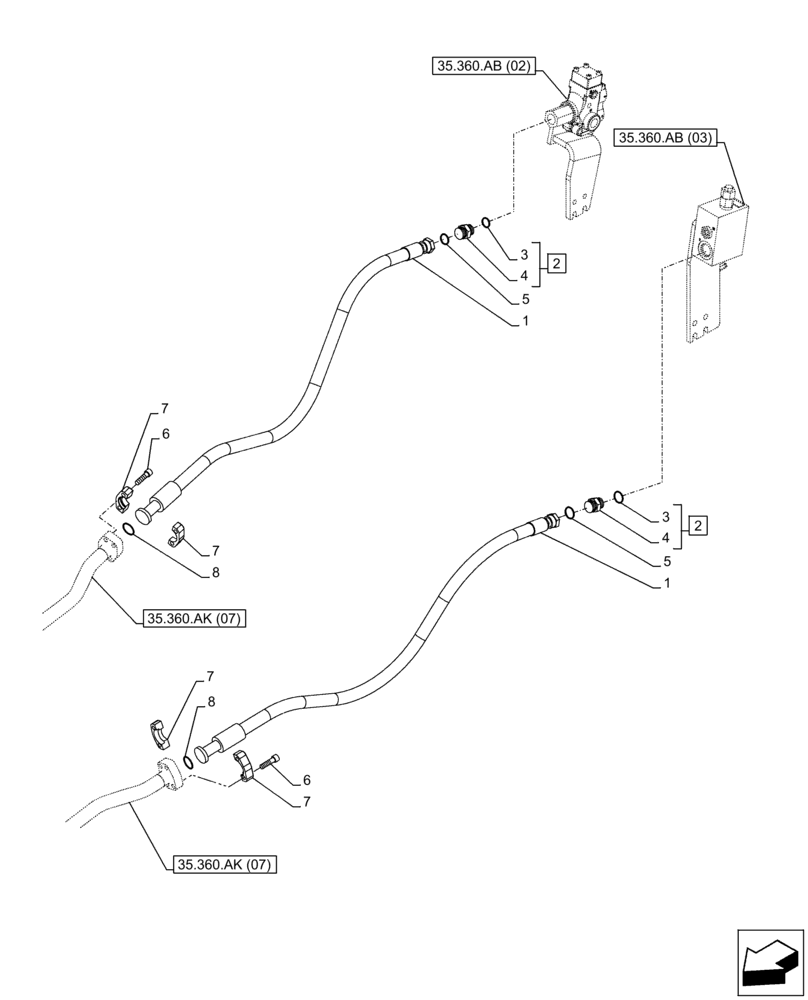 Схема запчастей Case CX300D LC - (35.360.AK[02]) - VAR - 461869 - BOOM, LINE, HAMMER CIRCUIT, SHEARS, HIGH FLOW, W/ ELECTRICAL PROPORTIONAL CONTROL (35) - HYDRAULIC SYSTEMS