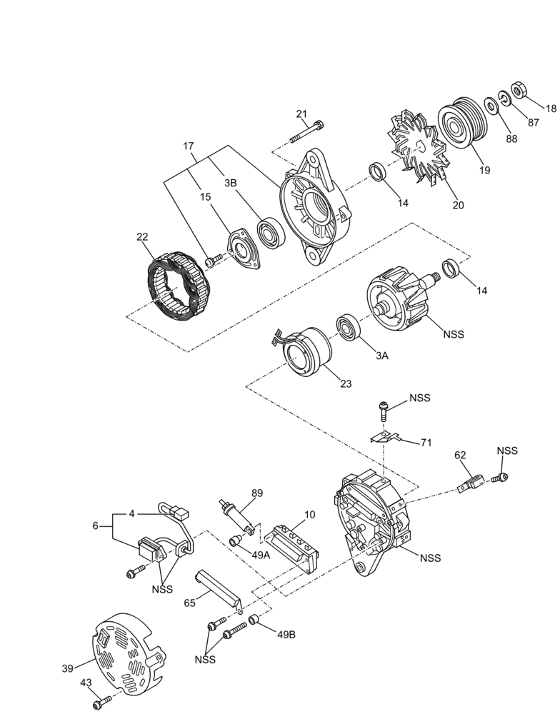 Схема запчастей Case CX210C NLC - (55.301.01) - GENERATOR (55) - ELECTRICAL SYSTEMS