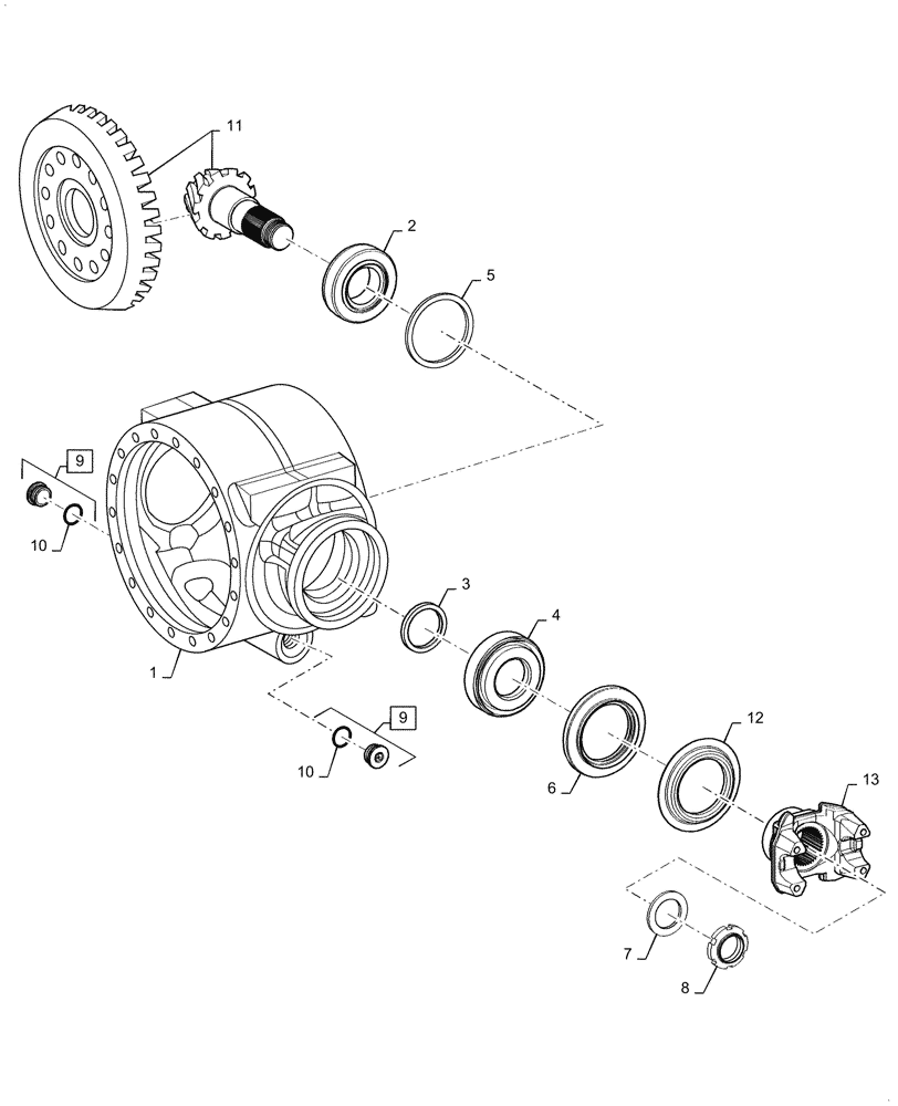 Схема запчастей Case 621F - (25.100.AD[01]) - AXLE HOUSING AND DRIVE, STANDARD AND HEAVY DUTY (25) - FRONT AXLE SYSTEM