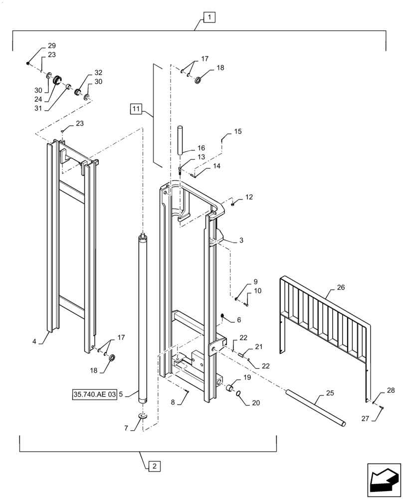 Схема запчастей Case 588H - (89.100.AA[11]) - VAR - 423030, 423036 - MAST ASSEMBLY, 8000 LB, 15 FT, 2-STAGE, 60 IN, HOOK (89) - TOOLS