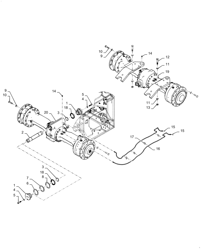 Схема запчастей Case 621F - (25.102.AE) - STANDARD FRONT AND REAR AXLE INSTALLATION (25) - FRONT AXLE SYSTEM