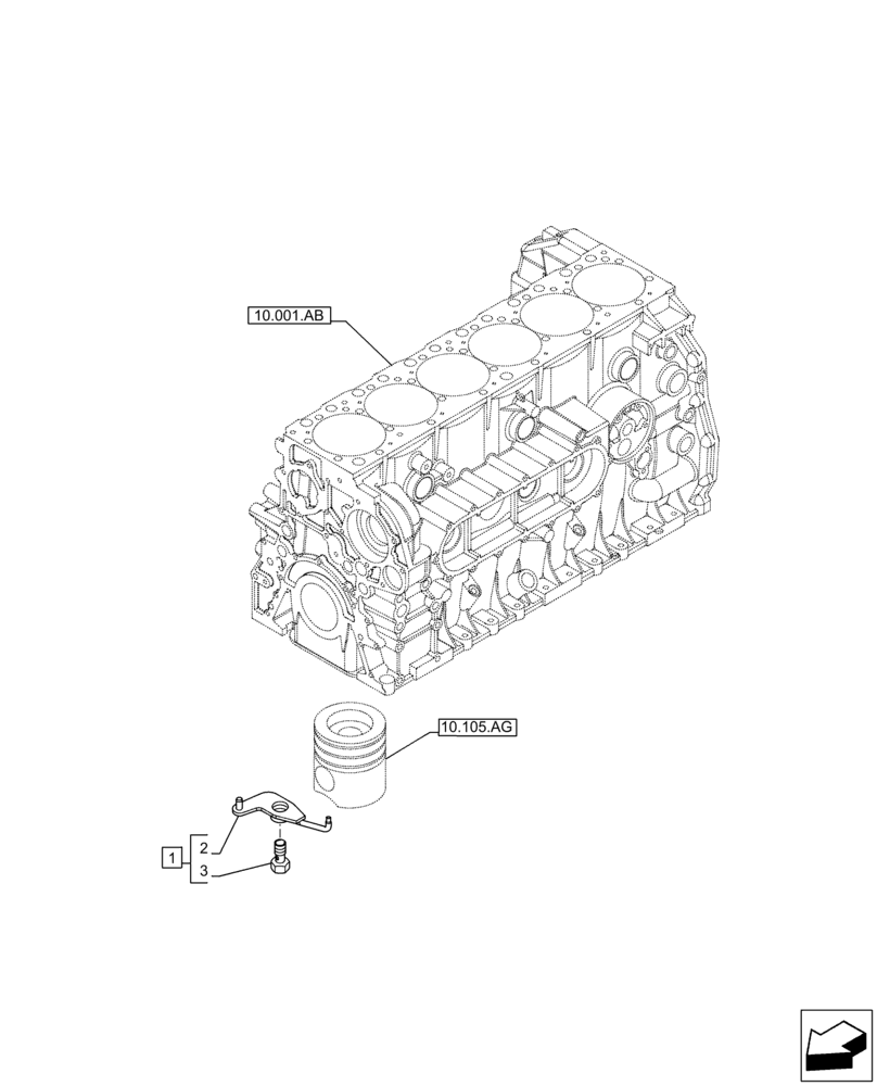 Схема запчастей Case F2CFE614E B006 - (10.304.AR) - PISTON COOLING NOZZLE (10) - ENGINE