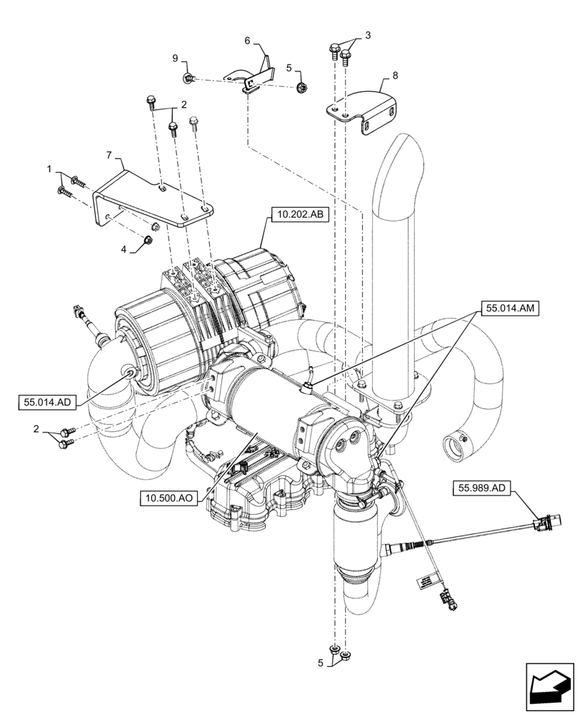 Схема запчастей Case TR310 - (10.254.AD) - INTAKE & EXHAUST, MOUNTING (10) - ENGINE