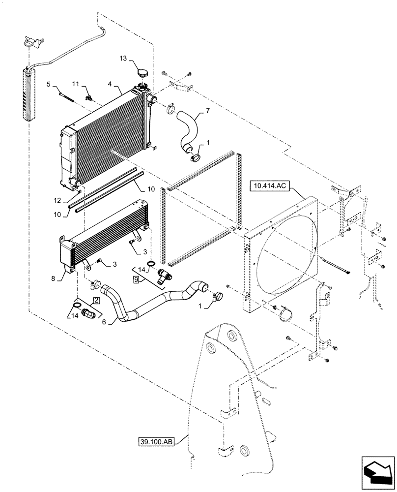 Схема запчастей Case TR310 - (10.400.BE[01]) - RADIATOR & COOLER (10) - ENGINE