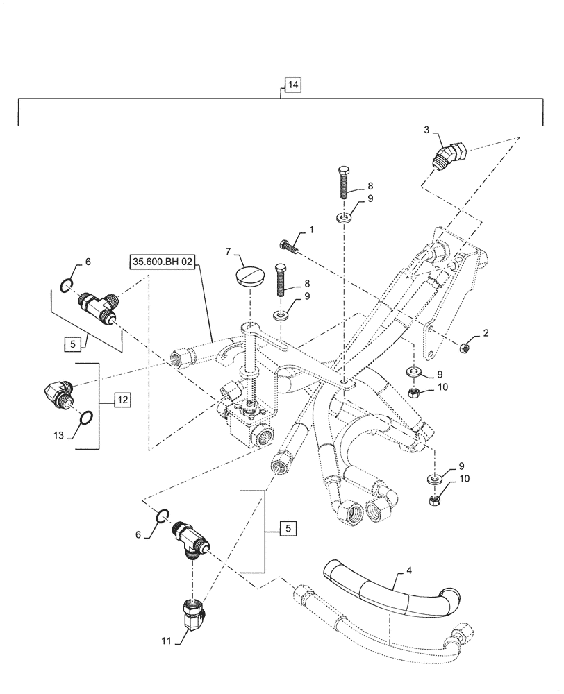 Схема запчастей Case 570N EP - (35.600.BH[03]) - HIGH FLOW, AUXILIARY, W/PTO (35) - HYDRAULIC SYSTEMS