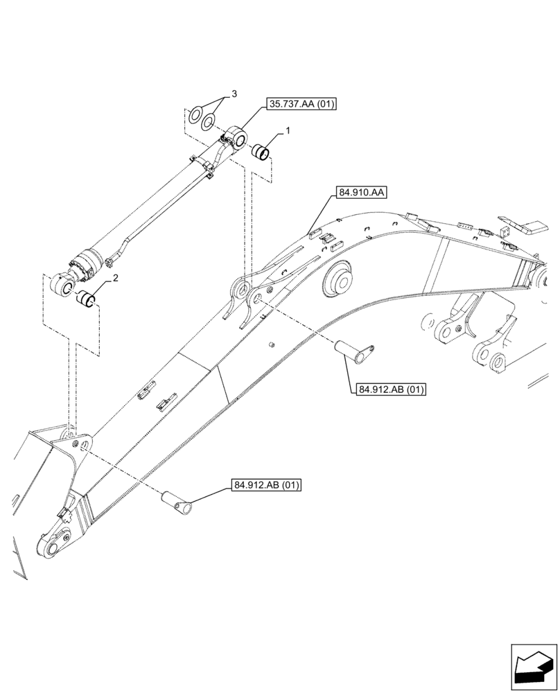 Схема запчастей Case CX300D LC - (84.912.AD[04]) - VAR - 481064 - ARM CYLINDER, BUSHING, SAFETY VALVE (84) - BOOMS, DIPPERS & BUCKETS