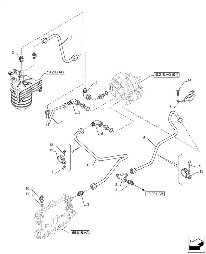 Схема запчастей Case F2CFE614E B006 - (10.210.AF) - FUEL LINE (10) - ENGINE