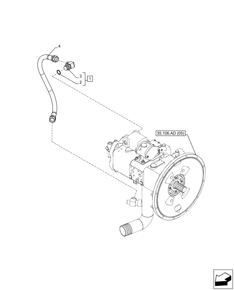 Схема запчастей Case CX300D LC - (35.106.AO[03]) - VAR - 461863 - VARIABLE DELIVERY HYDRAULIC PUMP, LINE, CLAMSHELL BUCKET, ROTATION, W/ELECTRICAL PROPORTIONAL CONTROL (35) - HYDRAULIC SYSTEMS