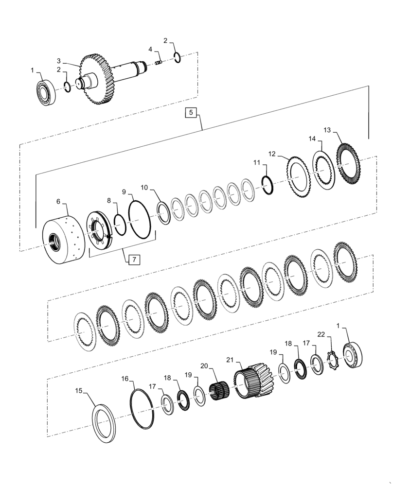 Схема запчастей Case 721F - (21.155.AN[05]) - 2ND GEAR CLUTCH ASSEMBLY (21) - TRANSMISSION