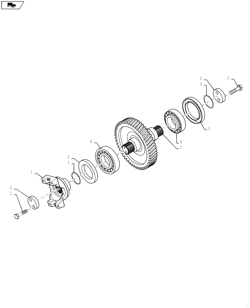 Схема запчастей Case 621F - (21.155.AY) - OUTPUT SHAFT ASSEMBLY (21) - TRANSMISSION