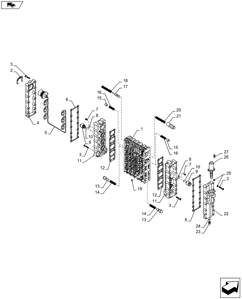 Схема запчастей Case 721F - (21.135.AQ[01]) - TRANSMISSION CONTROL VALVE (21) - TRANSMISSION