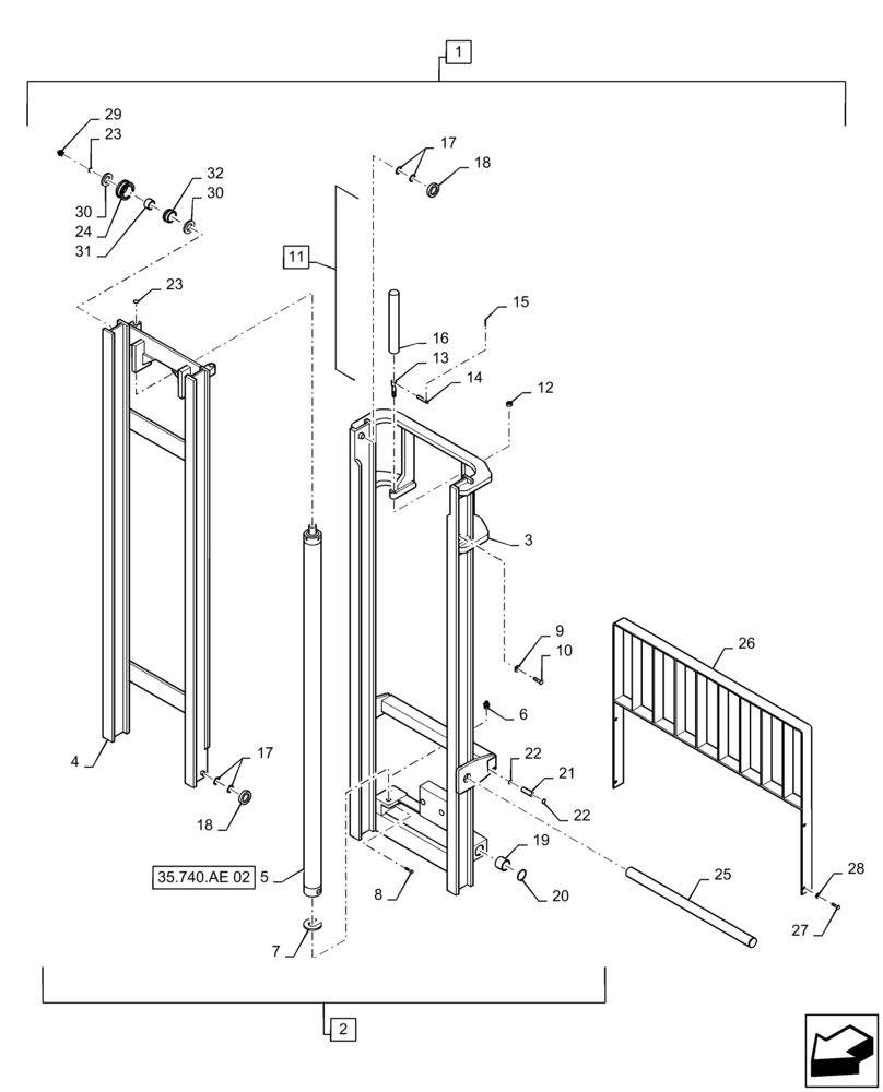 Схема запчастей Case 588H - (89.100.AA[10]) - VAR - 423036, 745108 - MAST ASSEMBLY, 8000 LB, 12 FT, 2-STAGE, 60 IN, HOOK (89) - TOOLS