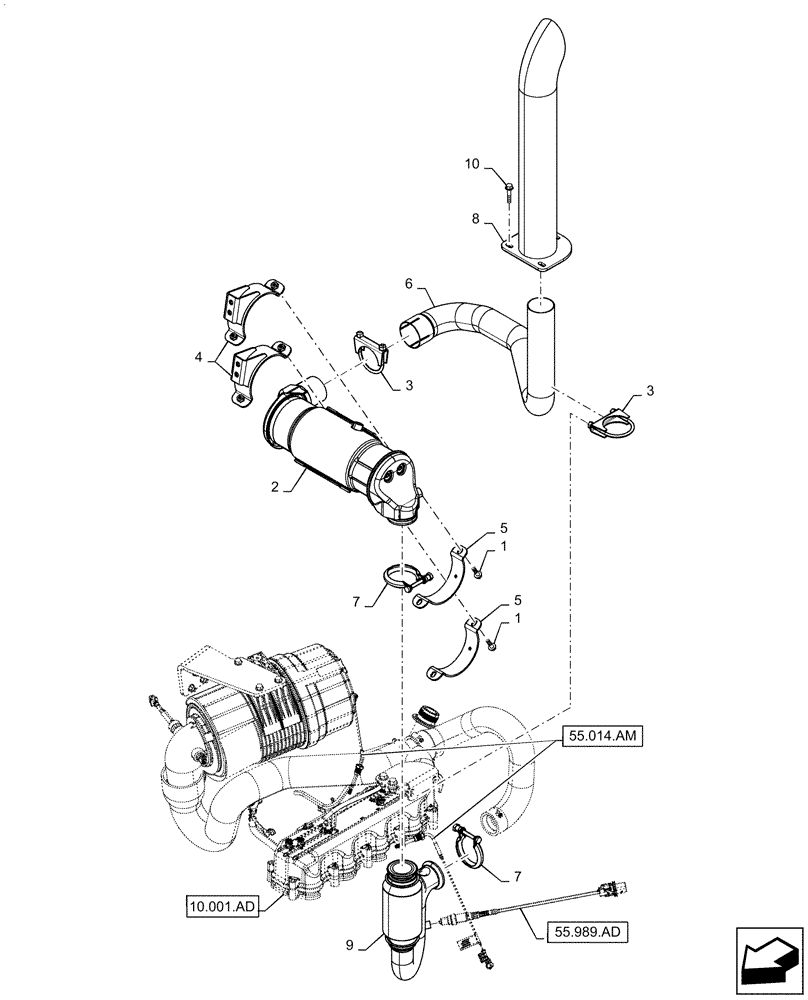 Схема запчастей Case TR310 - (10.500.AO) - MUFFLER CATALYST (10) - ENGINE