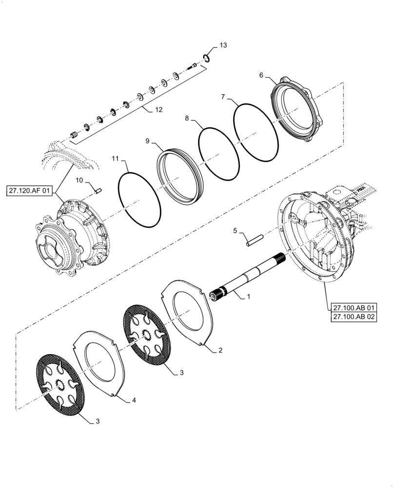 Схема запчастей Case 570N EP - (33.202.AX[01]) - SERVICE BRAKES (33) - BRAKES & CONTROLS