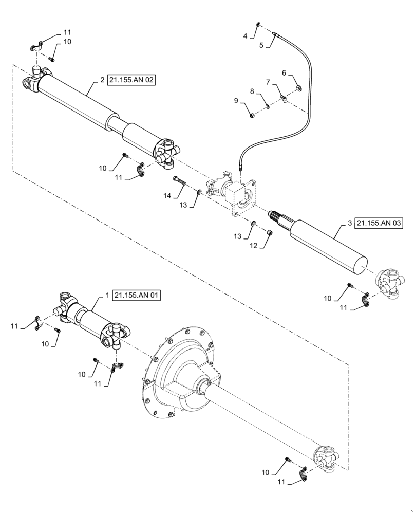 Схема запчастей Case 621F - (21.113.AT[01]) - DRIVE SHAFT INSTALLATION (21) - TRANSMISSION