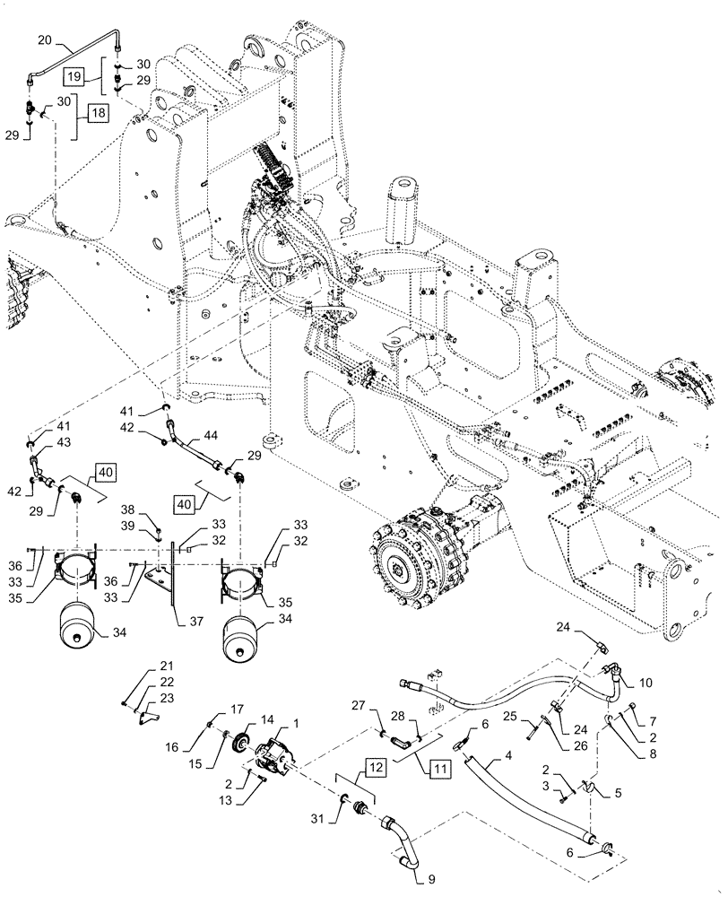 Схема запчастей Case 721F - (33.202.AA[01]) - MAIN HYDRAULIC BRAKE (33) - BRAKES & CONTROLS