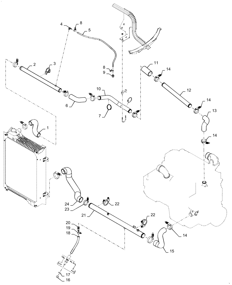 Схема запчастей Case 621F - (10.400.AP[04]) - COOLING SYSTEM LINE INSTALLATION, STANDARD (10) - ENGINE