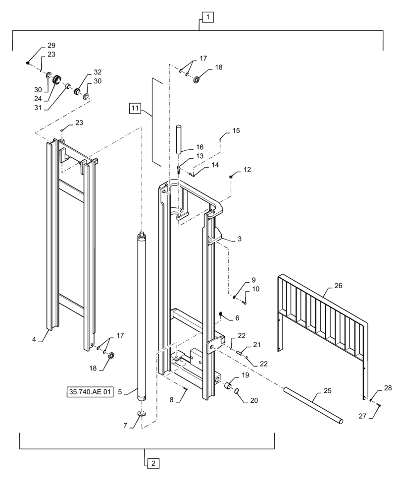 Схема запчастей Case 588H - (89.100.AA[09]) - VAR - 423036, 745107 - MAST ASSEMBLY, 8000 LB, 11 FT, 2-STAGE, 60 IN, SHAFT (89) - TOOLS