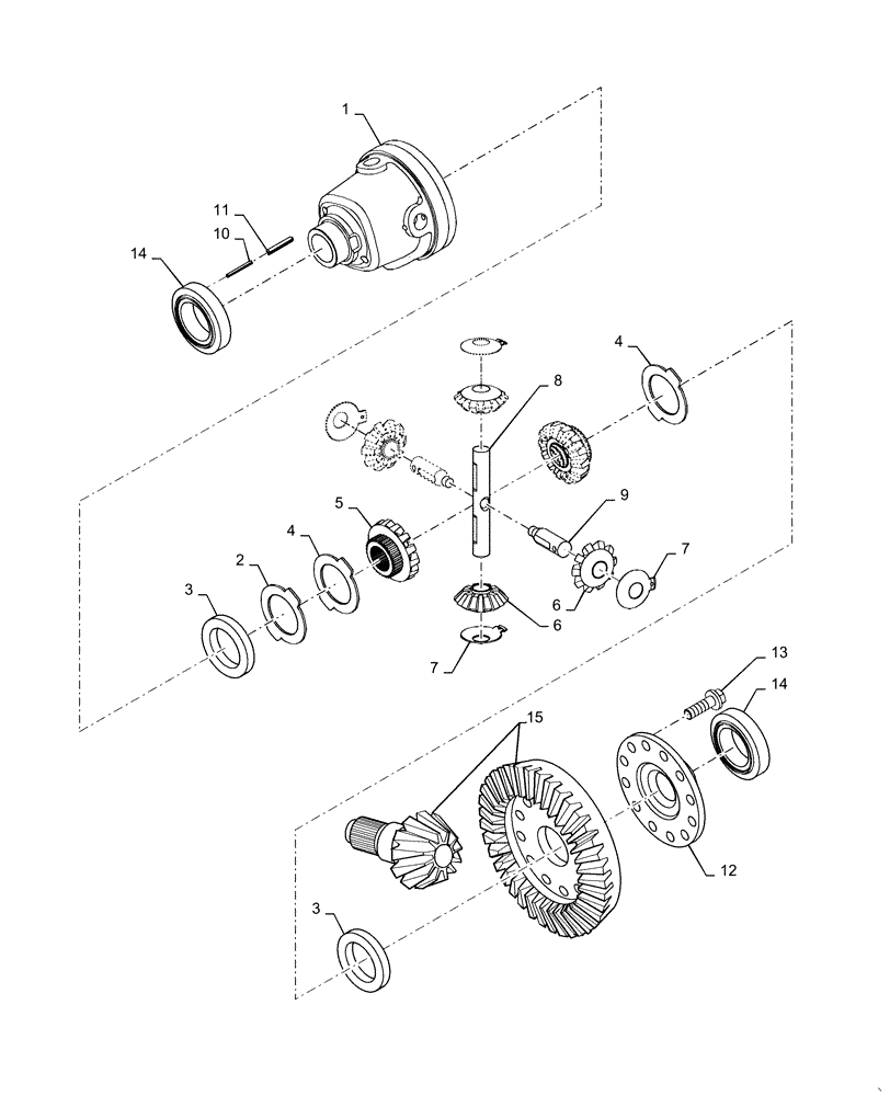 Схема запчастей Case 621F - (27.100.03[01]) - REAR AXLE LOCKING CARRIER (27) - REAR AXLE SYSTEM