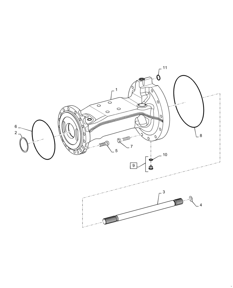 Схема запчастей Case 521F - (25.100.AD[02]) - VAR - 782122, 424235 - FRONT AXLE HOUSING, STANDARD AND HEAVY DUTY (25) - FRONT AXLE SYSTEM